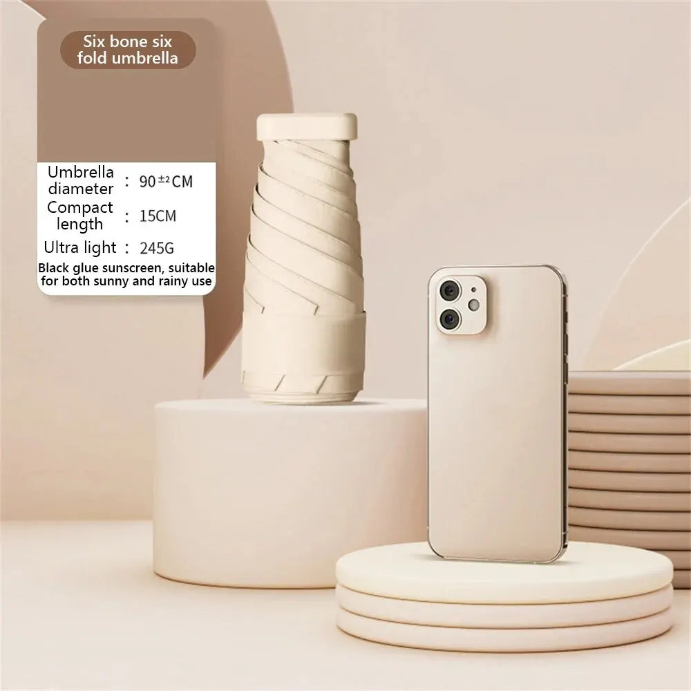 1Pc Mini Sun Umbrella Pocket Rain Umbrella Vinyl Folding UV Protection Sun Shade Ultraviolet Capsule Parasol for Pocket 55% off