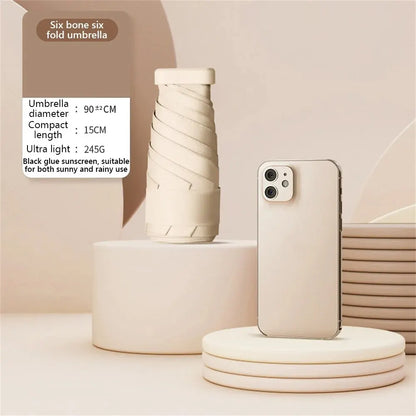 1Pc Mini Sun Umbrella Pocket Rain Umbrella Vinyl Folding UV Protection Sun Shade Ultraviolet Capsule Parasol for Pocket 55% off